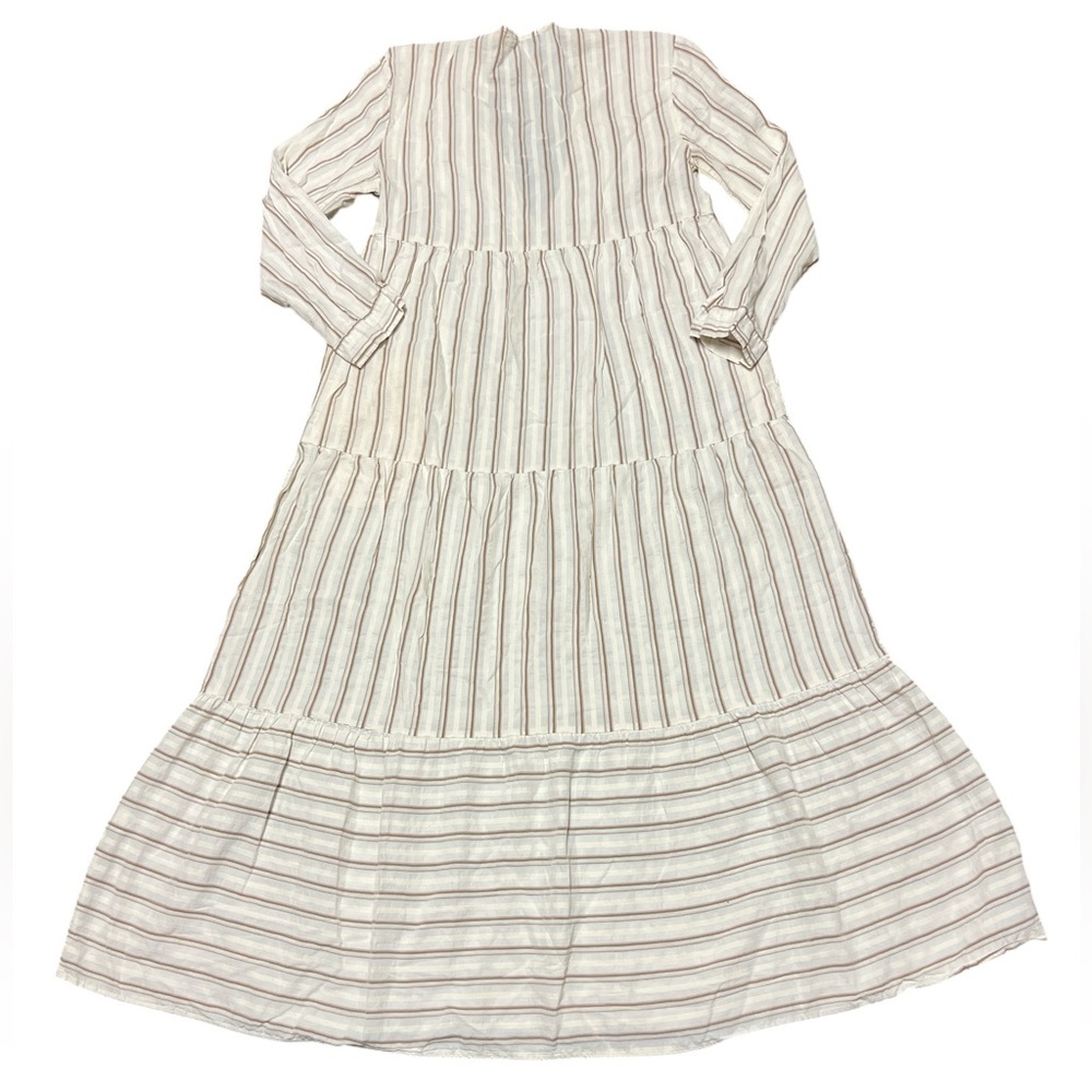 Zara Women's Striped Kafkan Tiered Midi Dress Size XS - Picture 8 of 8